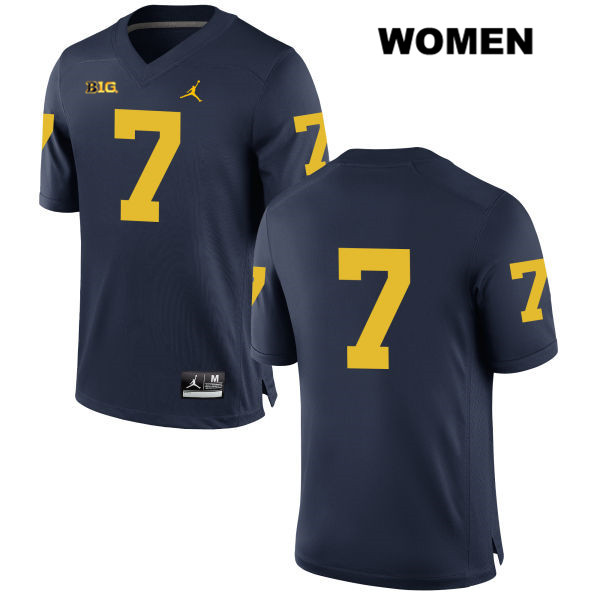 Women's NCAA Michigan Wolverines Khaleke Hudson #7 No Name Navy Jordan Brand Authentic Stitched Football College Jersey BU25I55DV